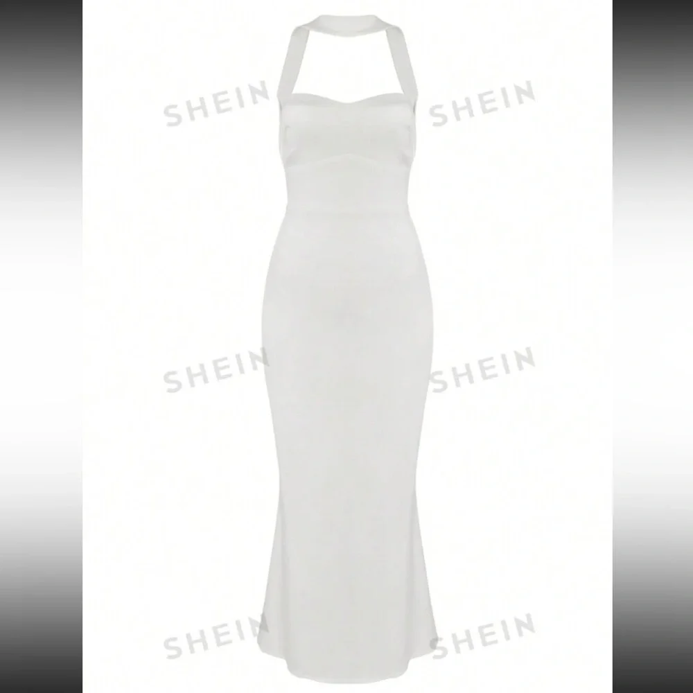 Silk white halter dress - Picture 5 of 8
